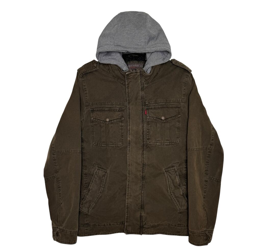 Levi’s 2010s Military Field Jacket Sherpa Lined Removable Hood Olive Men’s M